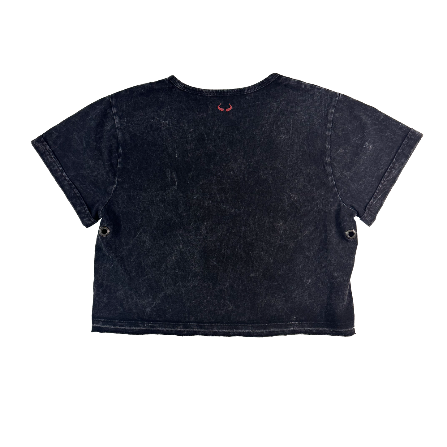 Skull Rose Mineral Black Crop Top